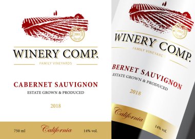 Şarap etiket, klasik tarzı tipografik şablon, İçecek ambalaj tasarımı, 80 x 100 mm