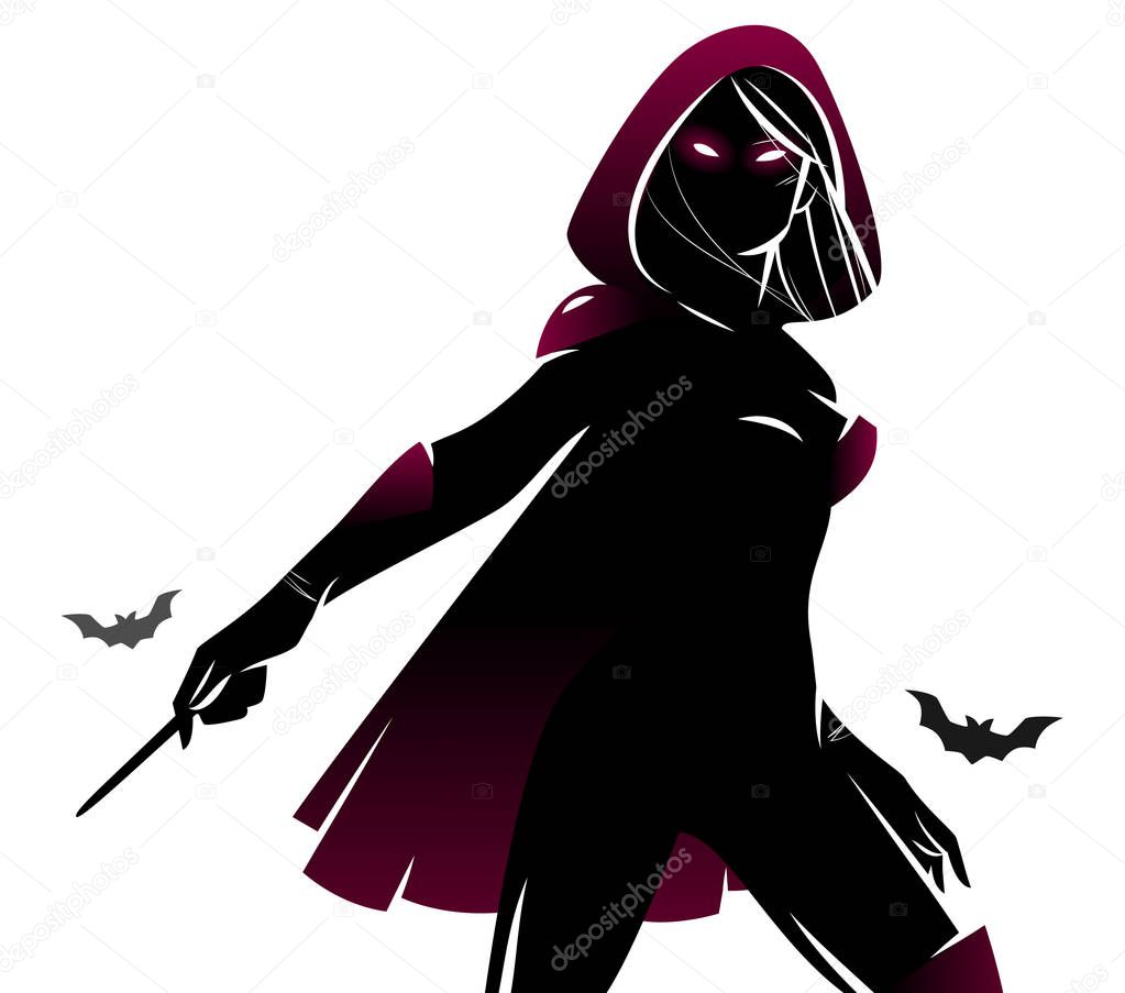  Witch / sorceress with the magic wand, silhouette