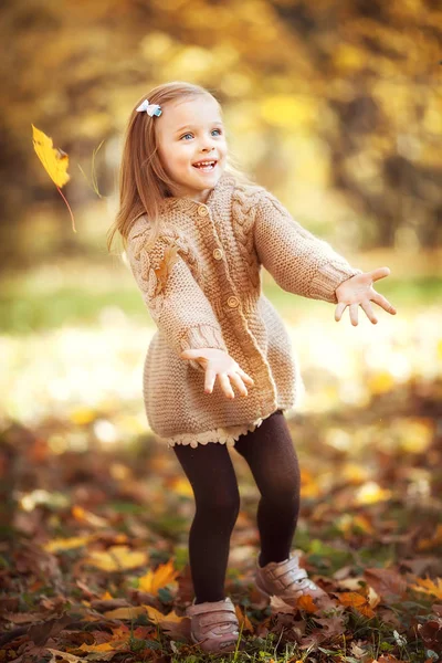 Chica divertida en el parque de otoño — Foto de Stock