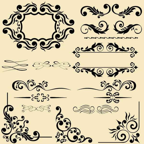 Векторный набор элементов каллиграфического дизайна — стоковый вектор