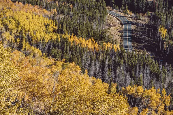 Autostrada Autunno Giornata Sole Nel Rocky Mountain National Park Colorado — Foto Stock