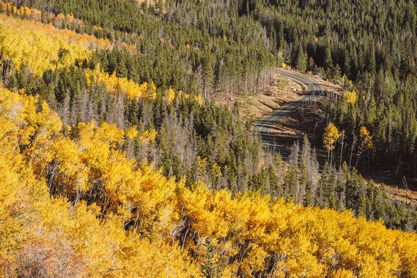 Sonbahar Güneşli Gün Otoyol Rocky Dağı Milli Parkı Colorado Abd — Stok fotoğraf