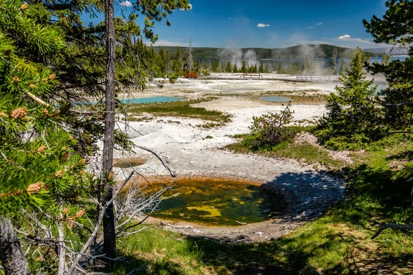 Horké Termální Pramen Yellowstonském Národním Parku West Thumb Gejzír Povodí — Stock fotografie