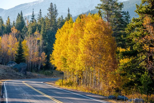 Шоссе Осенний Солнечный День Национальном Парке Скалистых Гор Колорадо Сша — стоковое фото