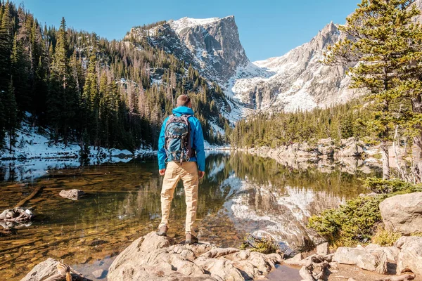 Turistické Sen Jezera Podzim Rocky Mountain National Park Colorado Usa — Stock fotografie