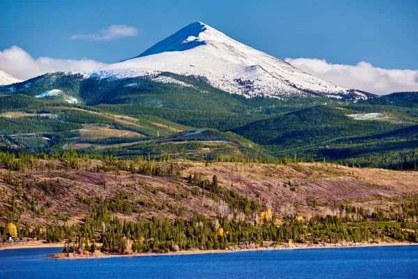 Dillon Reservoir Dan Swan Mountain Salju Musim Gugur Rocky Mountains — Stok Foto