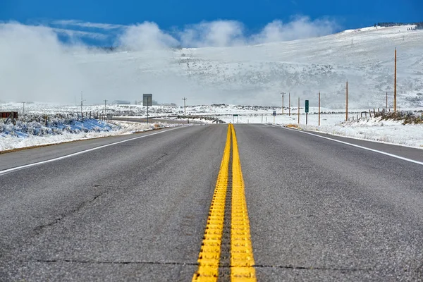 Cambio Estación Primera Nieve Largo Carretera Colorado — Foto de Stock