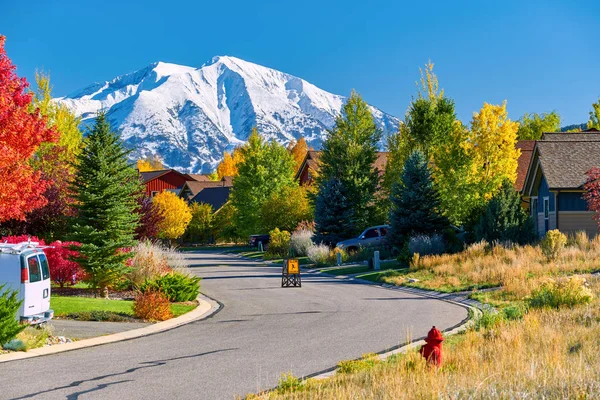 Slow Children Play Street Sign Residential Neighborhood Colorado Autumn Usa — Stock Photo, Image