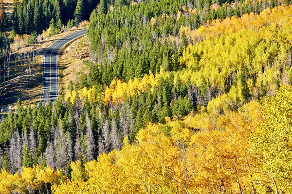 Autostrada Autunno Giornata Sole Nel Parco Nazionale Rocky Mountain Colorado — Foto Stock