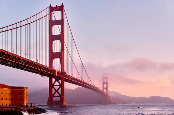 Golden Gate Köprüsü Manzaraya Fort Noktadan Gündoğumu San Francisco Kaliforniya — Stok fotoğraf