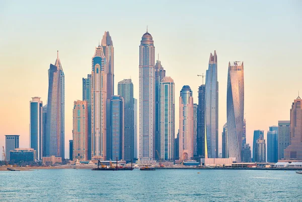 Dubai Marina Zachód Słońca Skyline Zjednoczone Emiraty Arabskie — Zdjęcie stockowe