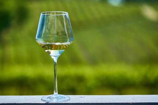 Dégustation Californie Verre Vin Blanc Vignes — Photo