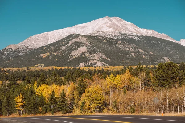 Season Changing Autumn Winter Highway Colorado Usa — Stock Photo, Image