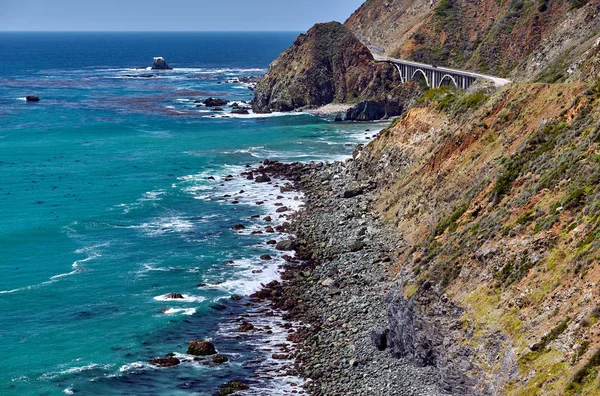Velké Creek Bridge Dálnici Pobřeží Pacifiku Kalifornie Usa — Stock fotografie
