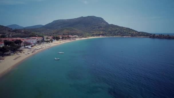 Schöner Strand Luftaufnahme Auf Sithonia Griechenland — Stockvideo