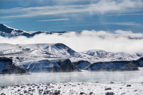 Paysage Hivernal Avec Wolford Mountain Reservoir Dans Colorado Usa — Photo