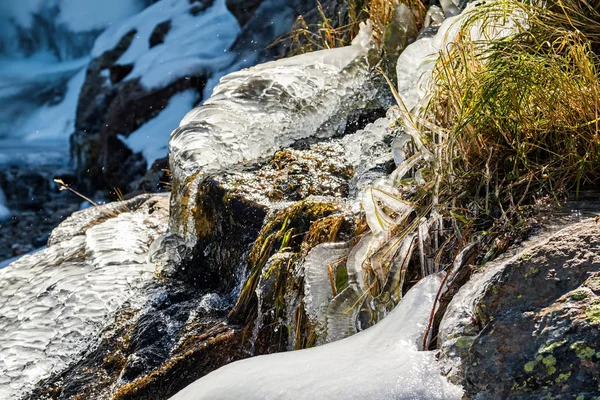 Ghiaccioli Sulla Cascata Timberline Falls Vicino Sky Pond Rocky Mountain — Foto Stock