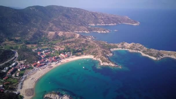 Schöner Strand Luftaufnahme Sithonia Griechenland — Stockvideo