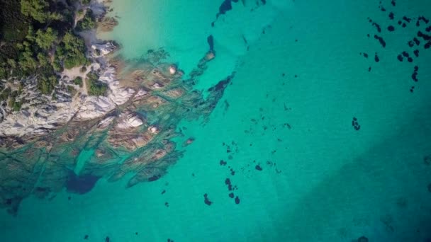 Lindo Tiro Aéreo Praia Sithonia Grécia — Vídeo de Stock