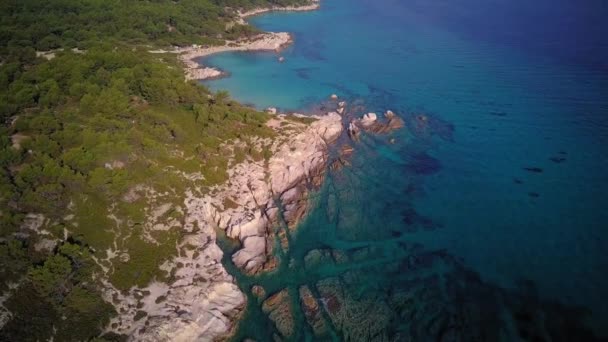 Frumoasă Lovitură Aeriană Plajă Sithonia Grecia — Videoclip de stoc