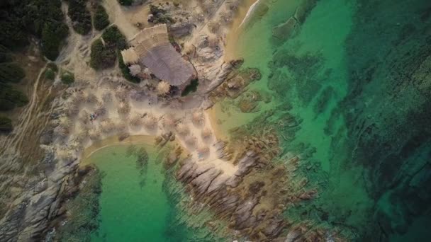 Schöner Strand Luftaufnahme Sithonia Griechenland — Stockvideo