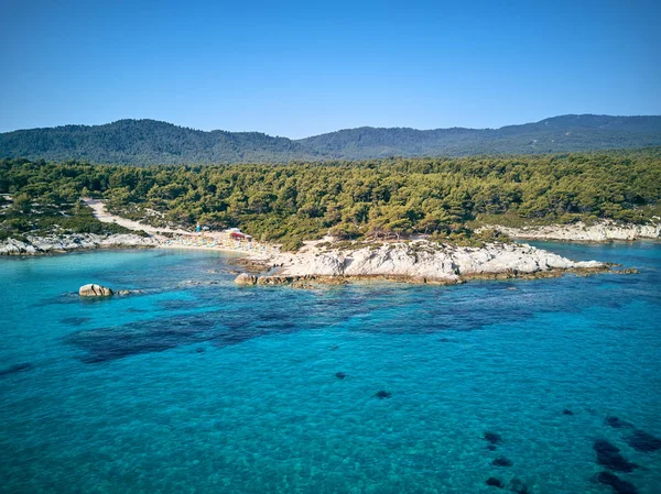 Luchtfoto Van Het Mooie Strand Sithonia Griekenland — Stockfoto