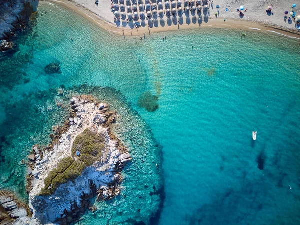 Vue Aérienne Belle Plage Sithonie Grèce — Photo