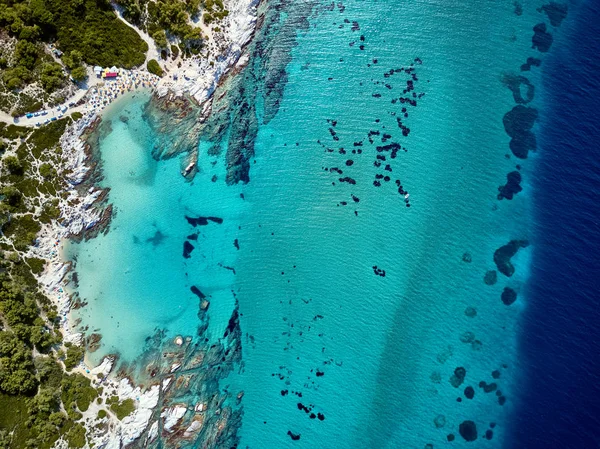 Vista Aérea Hermosa Playa Sithonia Grecia — Foto de Stock