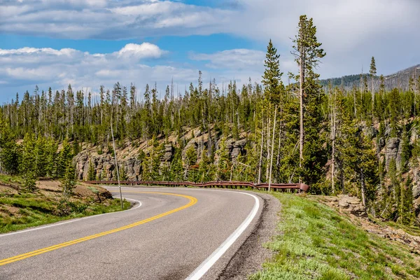 Autostrada Parku Narodowym Yellowstone Wyoming Usa — Zdjęcie stockowe