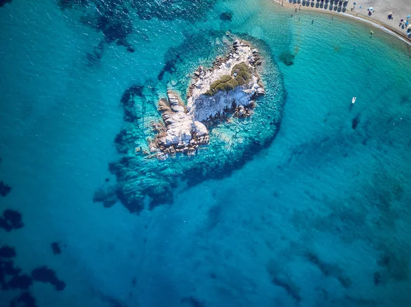 Schöner Strand Und Felsige Küste Luftaufnahme Sithonia Griechenland — Stockfoto