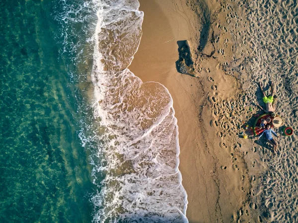 Top View Beautiful Beach Family Sithonia Greece — Stock Photo, Image