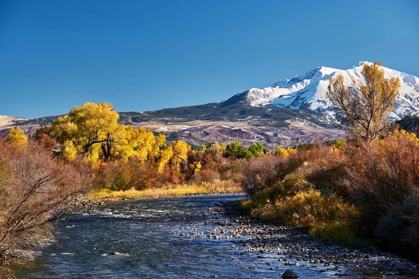 Paisagem Outono Mount Sopris Rio Colorado Montanhas Rochosas Eua — Fotografia de Stock
