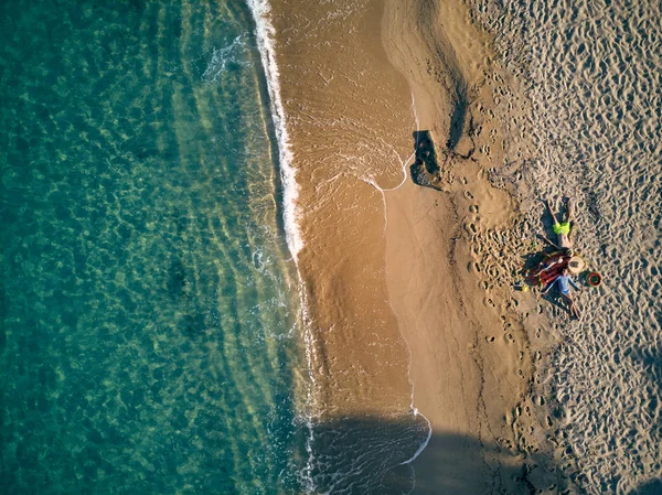 Top View Beautiful Beach Family Sithonia Greece — Stock Photo, Image