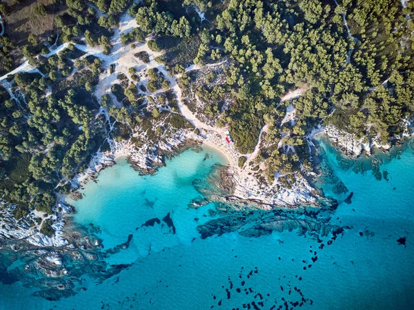 Luchtfoto Van Het Prachtige Strand Kust Sithonia Griekenland — Stockfoto