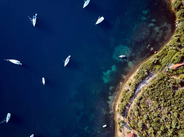 Luftaufnahme Der Marina Mit Yachten Sithonia Griechenland — Stockfoto