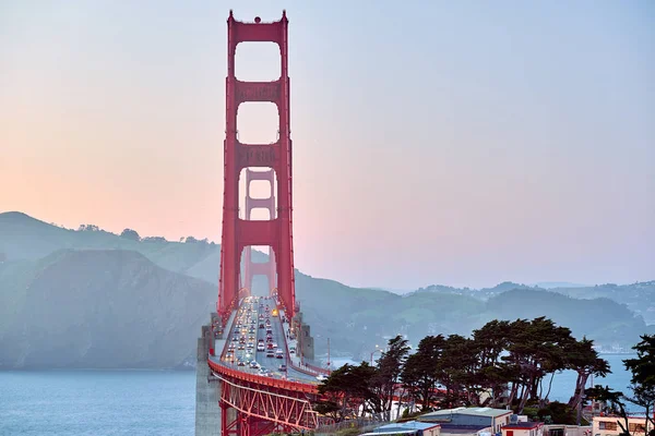 Golden Gate Bridge Kilátás Golden Gate Kilátás Naplementére San Francisco — Stock Fotó