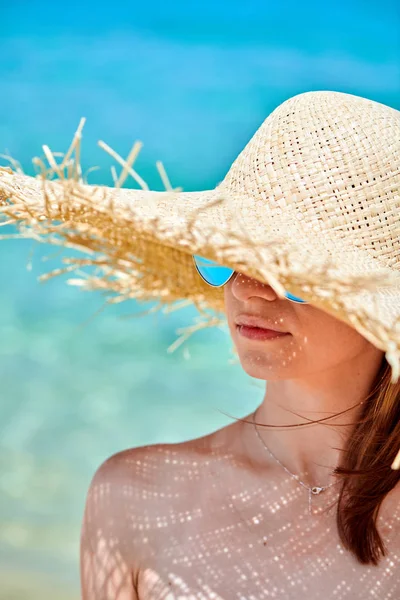 Beautiful Woman Bikini Beach Sithonia Greece — Stock Photo, Image