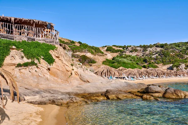 Schöner Strand Und Felsige Küstenlandschaft Sithonia Griechenland — Stockfoto