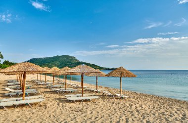 Toroni, Sithonia, Yunanistan 'daki güzel plaj