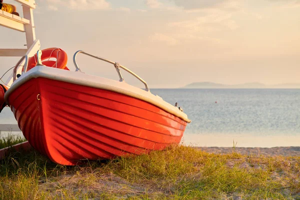 Båt Stranden Toroni Sithonia Grekland — Stockfoto