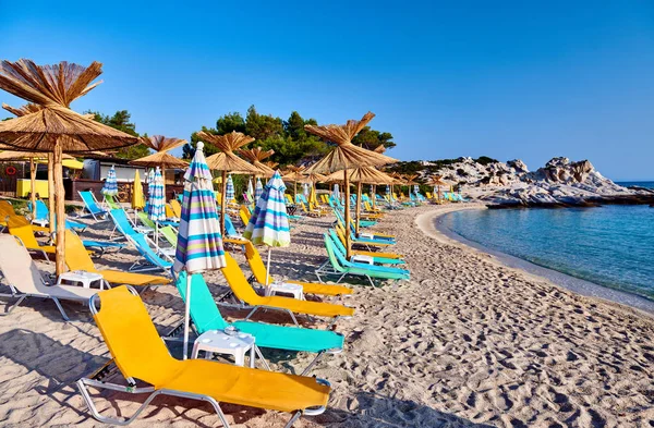 Bella Spiaggia Arancione Sithonia Grecia — Foto Stock