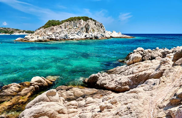 Vackra Steniga Stranden Landskap Sithonia Grekland — Stockfoto