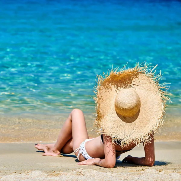 Woman Bikini Beach Sithonia Greece — Stock Photo, Image