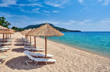 Toroni, Sithonia, Yunanistan 'daki güzel plaj
