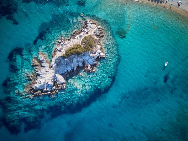 Beautiful Beach Top Aerial View Drone Shot Sithonia Greece — Stock Photo, Image