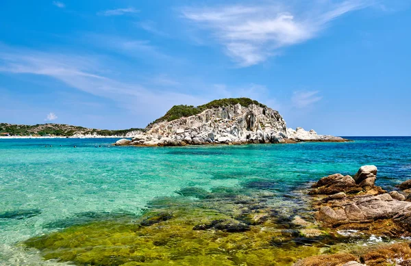 Vackra Steniga Stranden Landskap Sithonia Grekland — Stockfoto