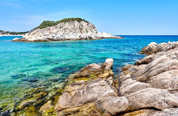 Prachtig strand landschap, Sithonia, Griekenland — Stockfoto