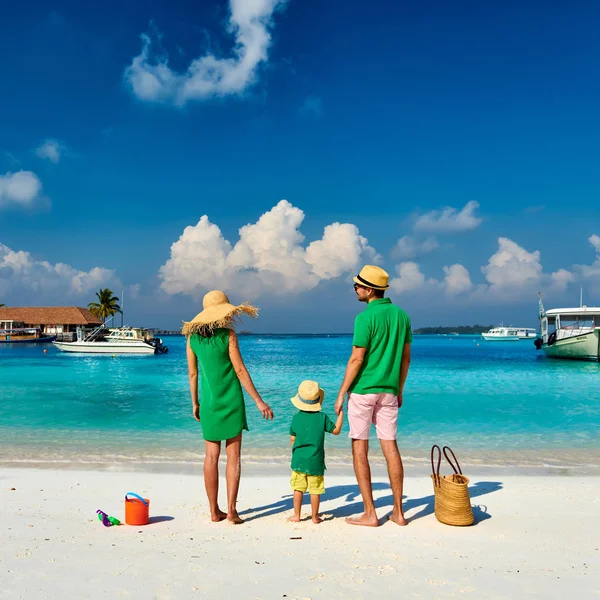 Family with three year old boy on beach — Stock Photo, Image