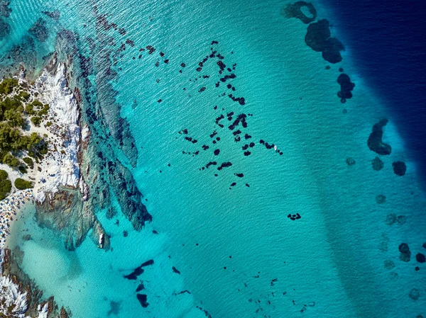 Beautiful beach top aerial view drone shot — Stock Photo, Image