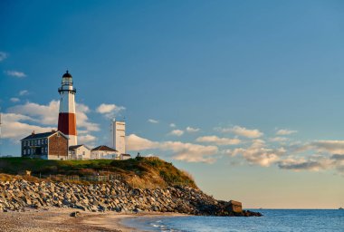 Montauk Lighthouse and beach  clipart